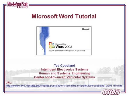 Ted Copeland Intelligent Electronics Systems Human and Systems Engineering Center for Advanced Vehicular Systems URL: