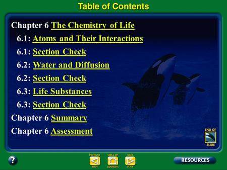 Chapter Contents – page viii Chapter 6 The Chemistry of LifeThe Chemistry of Life 6.1: Atoms and Their InteractionsAtoms and Their Interactions 6.1: Section.