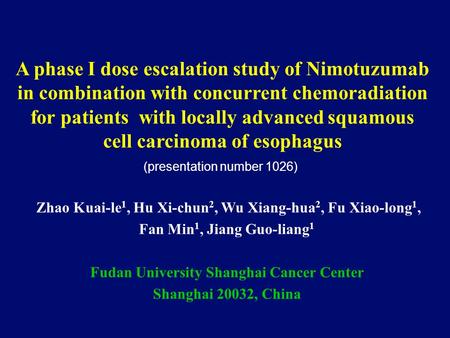 A phase I dose escalation study of Nimotuzumab in combination with concurrent chemoradiation for patients with locally advanced squamous cell carcinoma.