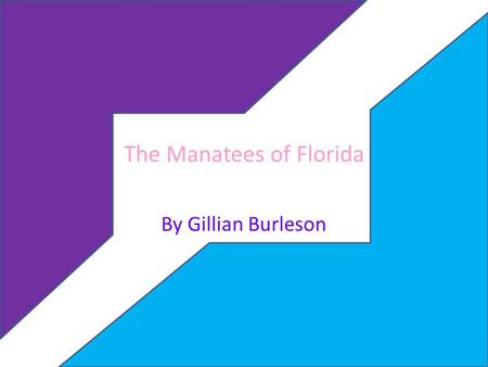 The Manatees of Florida By Gillian Burleson. TITLE,AUTHOR and GENRE The Title of this book is The Manatees of Florida The Author of this book is Bill.