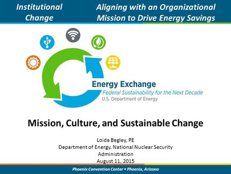 Phoenix Convention Center Phoenix, Arizona Mission, Culture, and Sustainable Change Institutional Change Aligning with an Organizational Mission to Drive.
