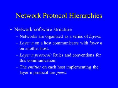 Network Protocol Hierarchies