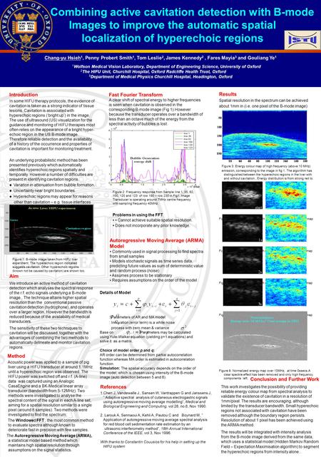 Combining active cavitation detection with B-mode Images to improve the automatic spatial localization of hyperechoic regions Chang-yu Hsieh 1, Penny Probert.