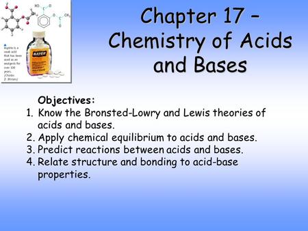 Chapter 17 – Chemistry of Acids and Bases