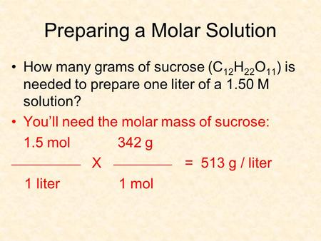 Preparing a Molar Solution