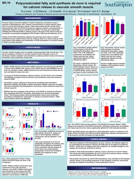 Polyunsaturated fatty acid synthesis de novo is required for calcium release in vascular smooth muscle N.A.Irvine 1, C.M.Sibbons 1, L.R.Grenfell 1, K.A.Lilycrop.