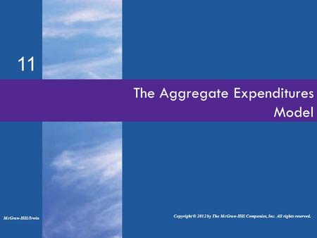 The Aggregate Expenditures Model 11 McGraw-Hill/Irwin Copyright © 2012 by The McGraw-Hill Companies, Inc. All rights reserved.