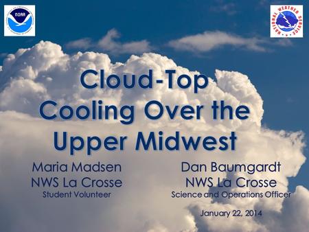  Mentoring: A productive volunteer experience.  To explore environments that effect cloud top cooling detections.  To explore thunderstorm behavior/impacts.