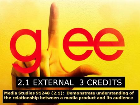 2.1 EXTERNAL 3 CREDITS Media Studies 91248 (2.1): Demonstrate understanding of the relationship between a media product and its audience.