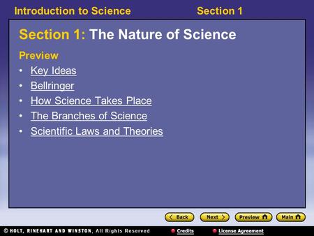 Section 1: The Nature of Science