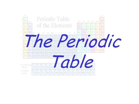 The Periodic Table.