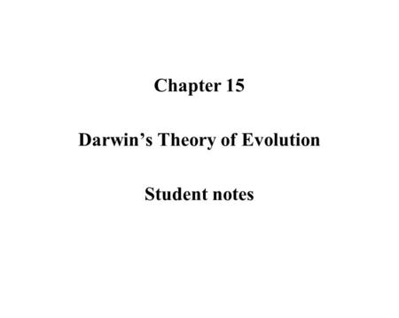 Darwin’s Theory of Evolution