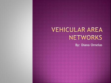 By: Diana Ornelas.  A LAN that is inside & around the vehicle  Is a branch under VANET  4 types of communication:  Vehicle-to-vehicle  Intra-vehicular.