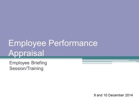 Employee Performance Appraisal