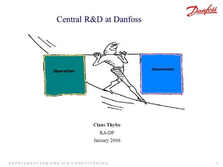 R E F R I G E R A T I O N A N D A I R C O N D I T I O N I N G 1 Central R&D at Danfoss Operation Innovation Claus Thybo RA-DP January 2006.