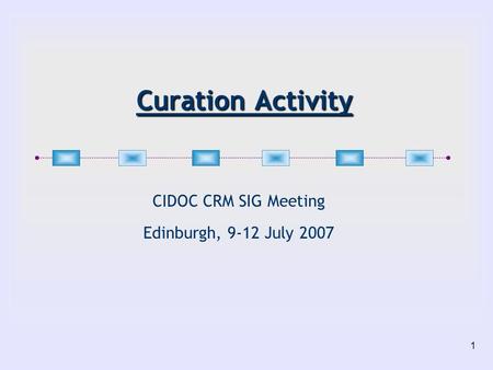 1 Curation Activity CIDOC CRM SIG Meeting Edinburgh, 9-12 July 2007.