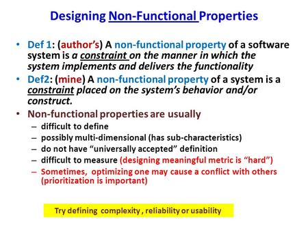 Designing Non-Functional Properties