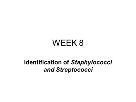 Identification of Staphylococci and Streptococci