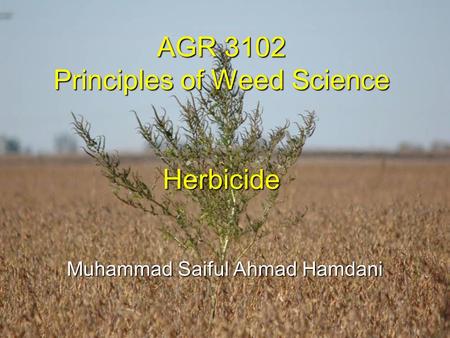 AGR 3102 Principles of Weed Science Herbicide