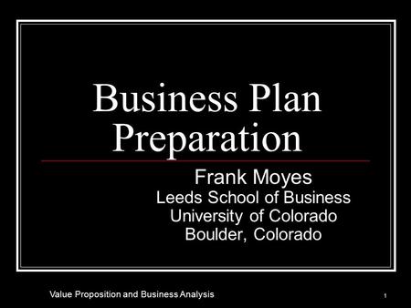 Business Plan Preparation