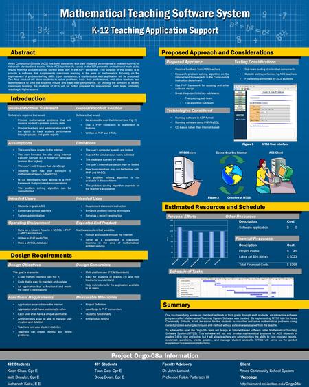 Project Ongo-08a Information Software is required that would Provide mathematical problems that will improve student’s problem solving skills Provide teachers.