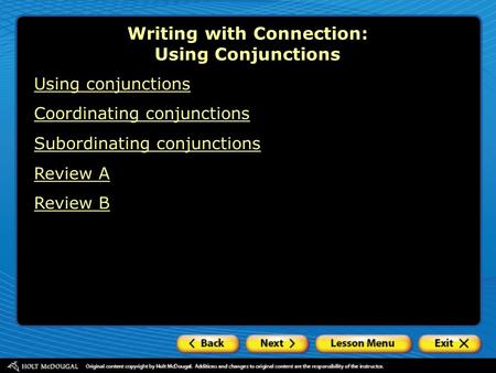 Writing with Connection: Using Conjunctions