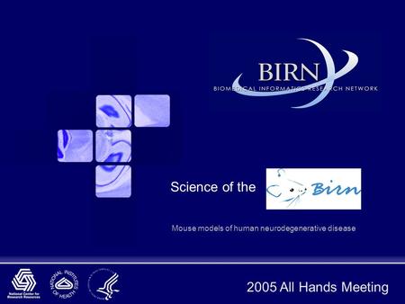 2005 All Hands Meeting Science of the Mouse models of human neurodegenerative disease.