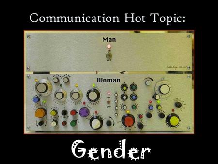 Communication Hot Topic: Gender. Defining Gender Refers to the social relationship or roles and responsibilities of men and women, the expectations held.