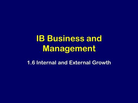 IB Business and Management