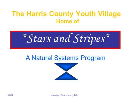 6/2002Copyright Edwin L. Young, PhD1 The Harris County Youth Village Home of *Stars and Stripes* A Natural Systems Program.