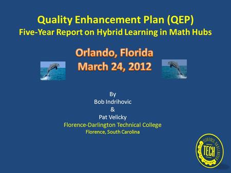 Quality Enhancement Plan (QEP) Five-Year Report on Hybrid Learning in Math Hubs By Bob Indrihovic & Pat Velicky Florence-Darlington Technical College.