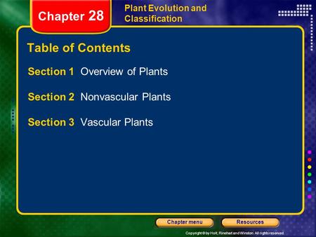 Chapter 28 Table of Contents Section 1 Overview of Plants