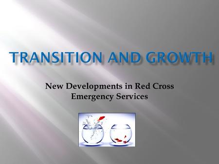 New Developments in Red Cross Emergency Services.