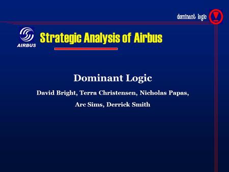 Strategic Analysis of Airbus Dominant Logic David Bright, Terra Christensen, Nicholas Papas, Arc Sims, Derrick Smith.