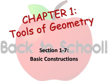 CHAPTER 1: Tools of Geometry