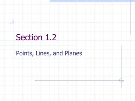 Section 1.2 Points, Lines, and Planes Undefined Terms.