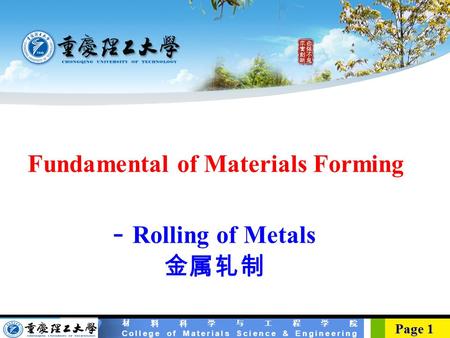 Fundamental of Materials Forming