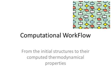 Computational WorkFlow From the initial structures to their computed thermodynamical properties.