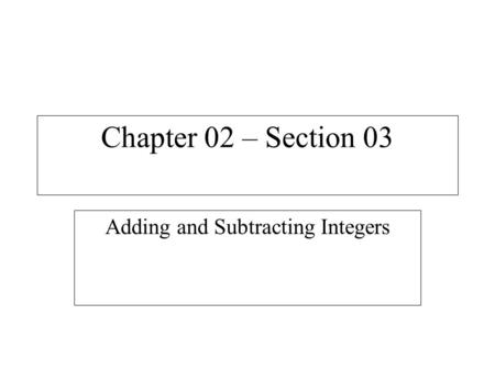 Adding and Subtracting Integers