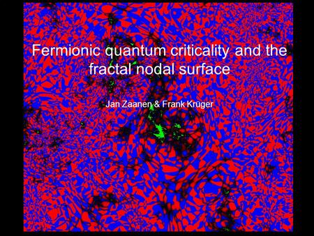 Fermionic quantum criticality and the fractal nodal surface Jan Zaanen & Frank Krüger.