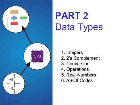 PART 2 Data Types 1. Integers 2. 2’s Complement 3. Conversion