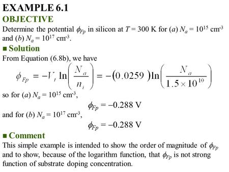 EXAMPLE 6.1 OBJECTIVE Fp = 0.288 V