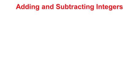 0 12345678910-10-9-8-7-6-5-4-3-2 When we add or subtract integers we can use a number line to help us see what is happening with the numbers.