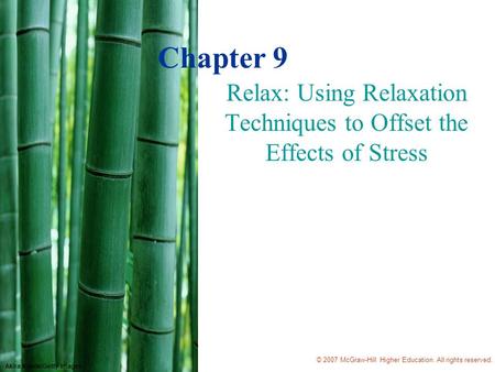 © 2007 McGraw-Hill Higher Education. All rights reserved. Akira Kaede/Getty Images Chapter 9 Relax: Using Relaxation Techniques to Offset the Effects of.