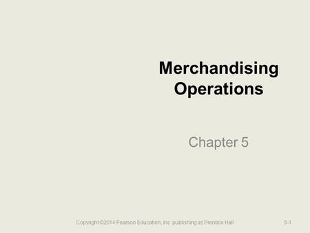 Merchandising Operations