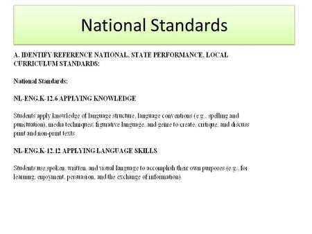 National Standards. GEORGIA EDUCATION STANDARD ELA5R1 The student demonstrates comprehension and shows evidence of a warranted and responsible explanation.