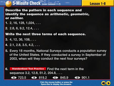 Transparency 8 Click the mouse button or press the Space Bar to display the answers.