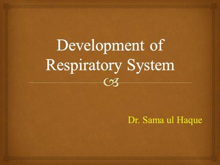 Development of Respiratory System