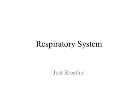 Respiratory System Just Breathe!.