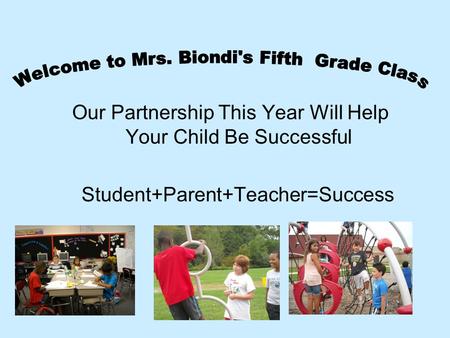 Our Partnership This Year Will Help Your Child Be Successful Student+Parent+Teacher=Success.